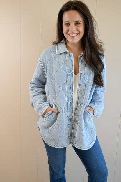 Evergreen Road Quilted Knit Denim Jacket