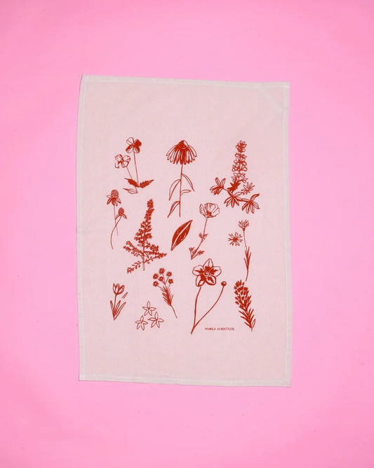 Maria Schoettler Floral Tea Towel - Red