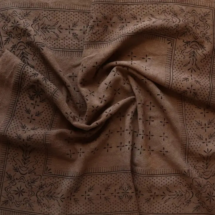 Raw Silk Bandana - Chocolate