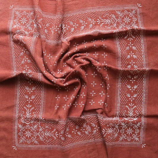 Raw Silk Bandana - Rust