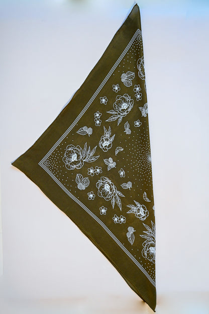 Silk Bandana Scarf - Classic Deep Olive