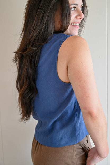 Platt Court Linen Tank - June Gloom