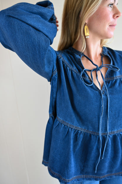 Quarterdeck Denim Tie Top