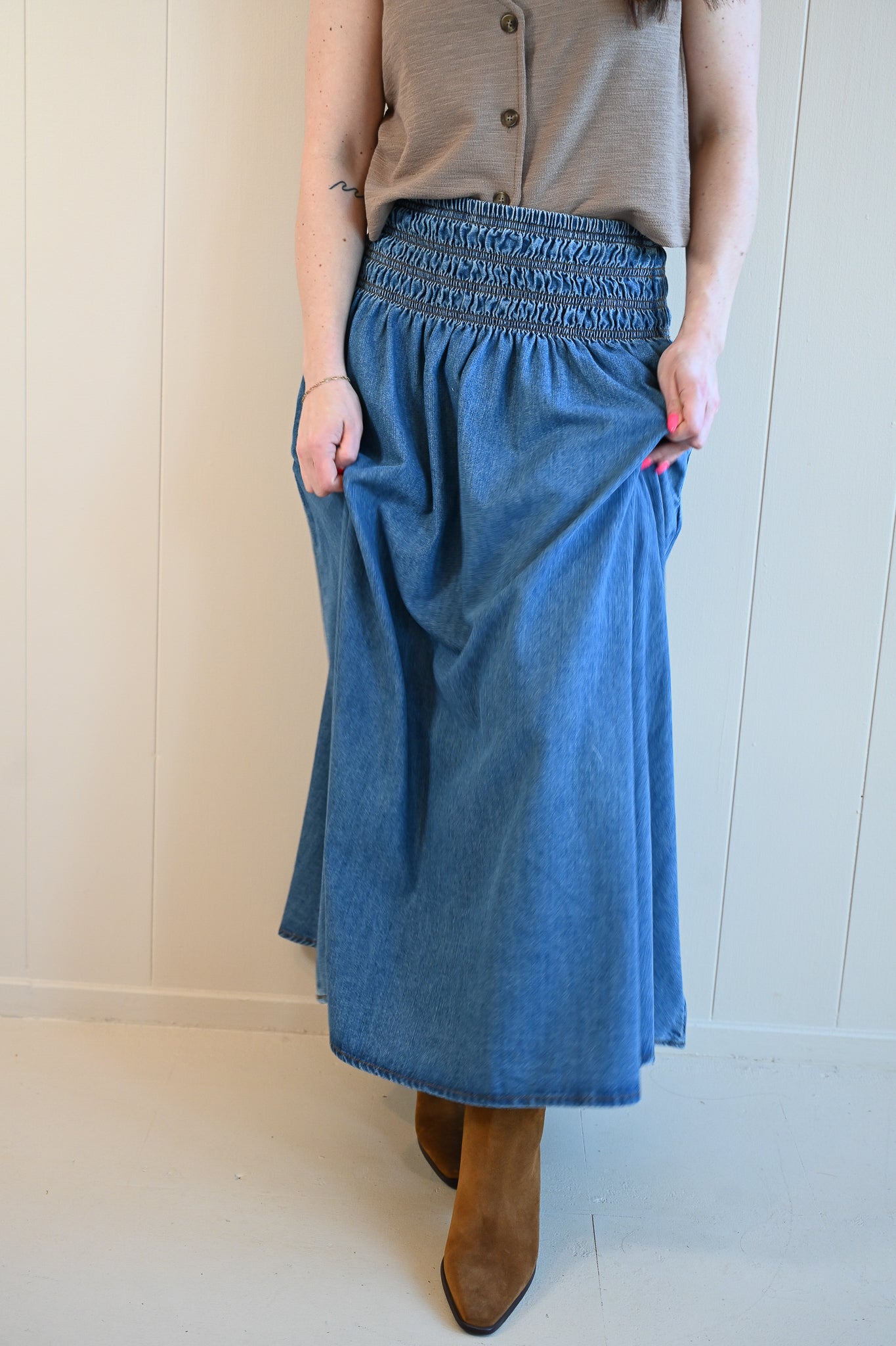 Country Club Gate Denim Skirt
