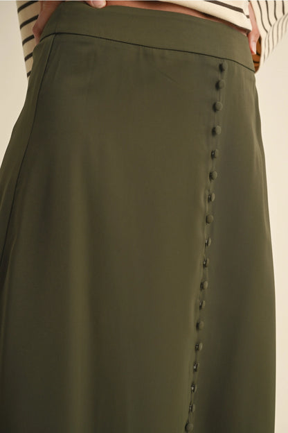 Syida Long Slit Skirt - Olive