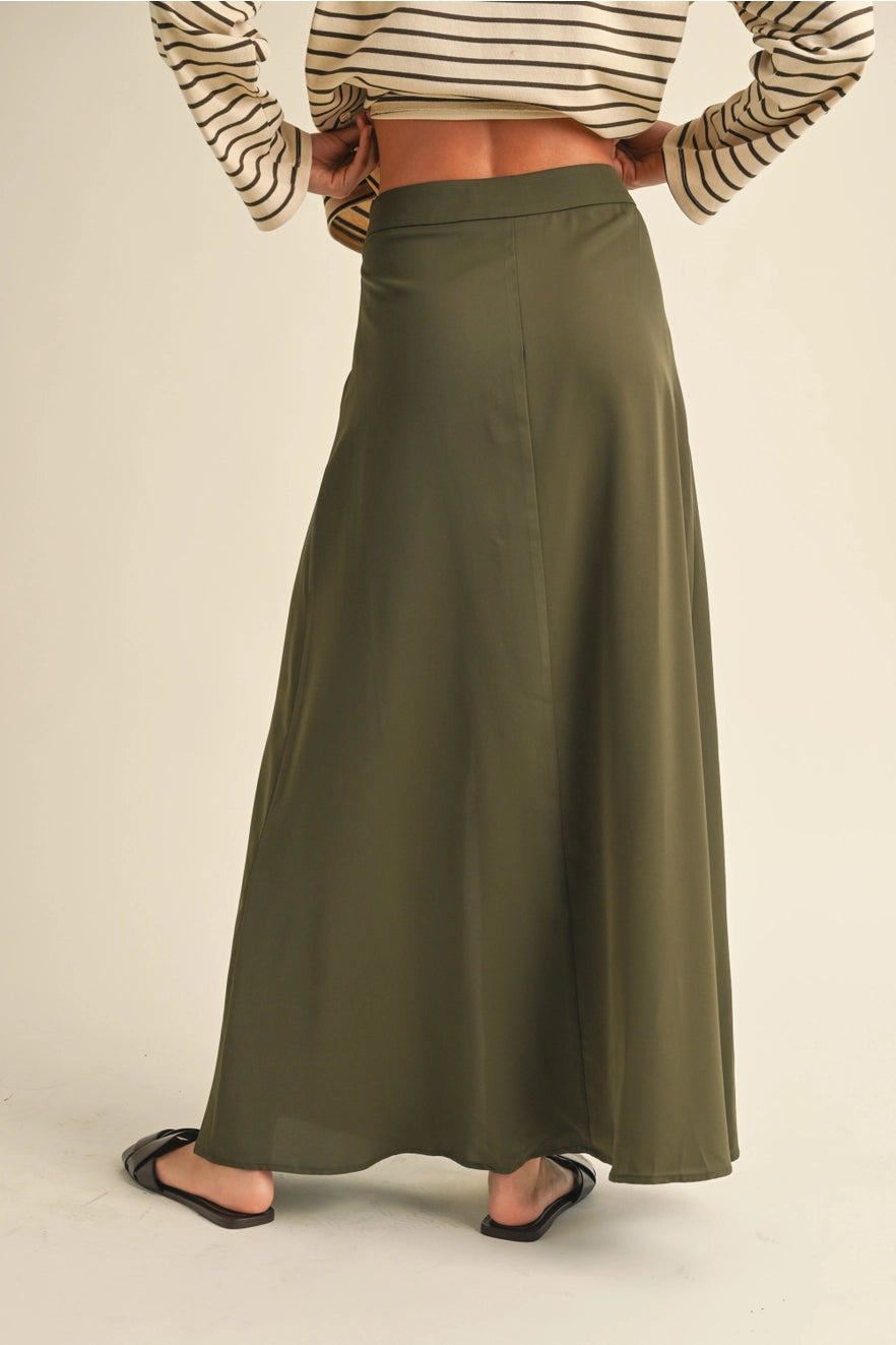 Syida Long Slit Skirt - Olive