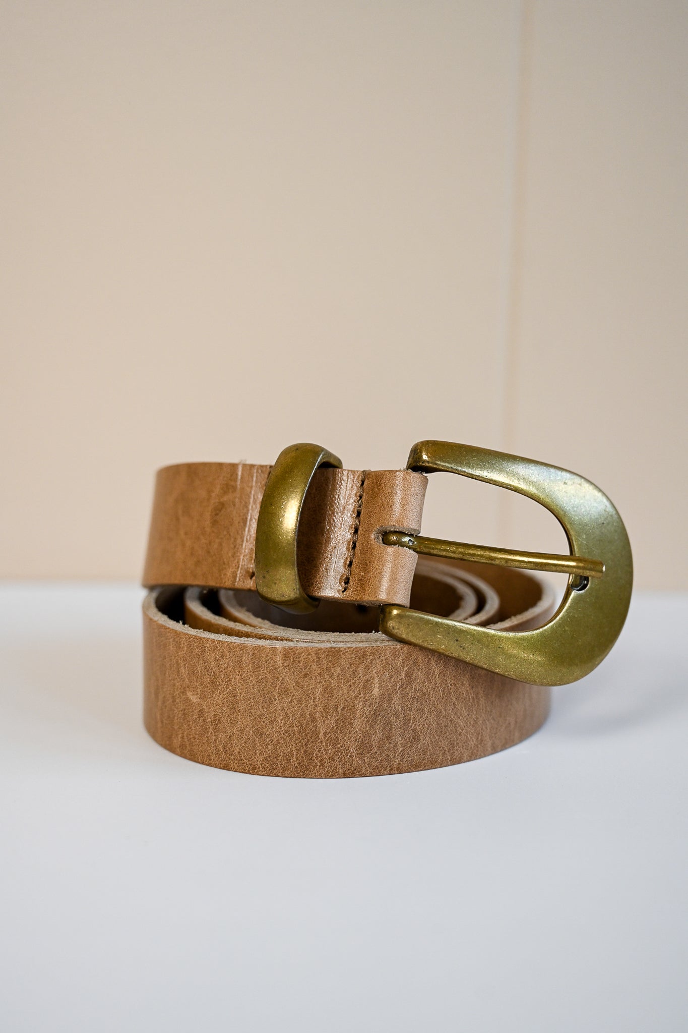 Taupe Italian Leather Belt