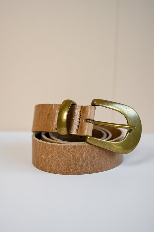 Taupe Italian Leather Belt