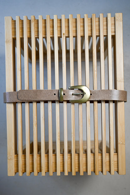 Taupe Italian Leather Belt