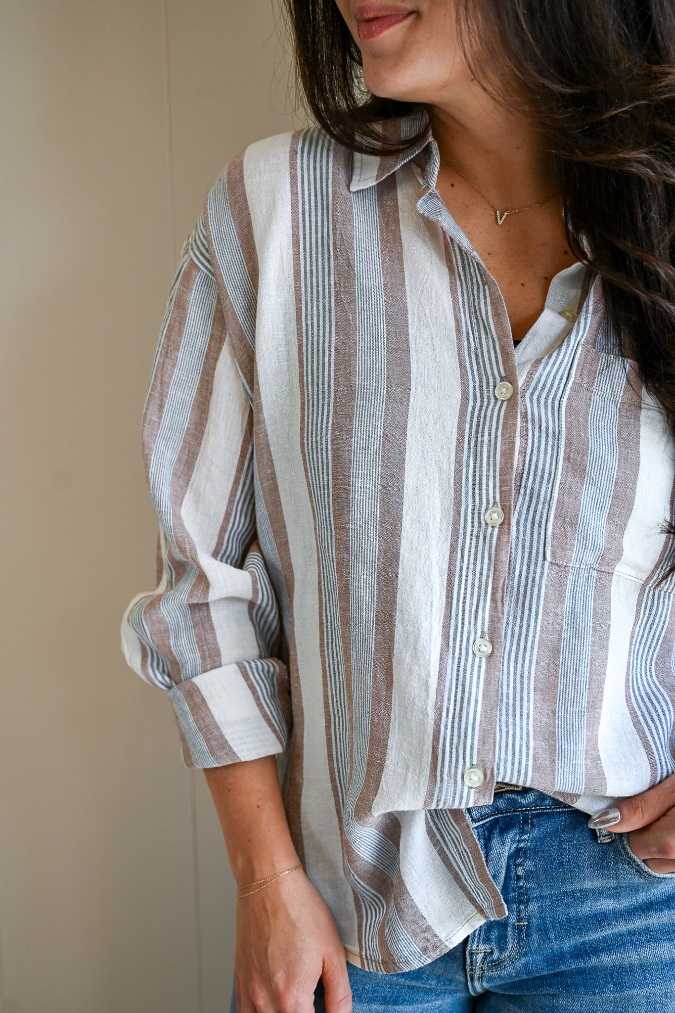Grand Avenue Button Up Top - Land & Sea