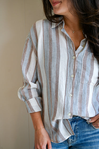 Grand Avenue Button Up Top - Land & Sea