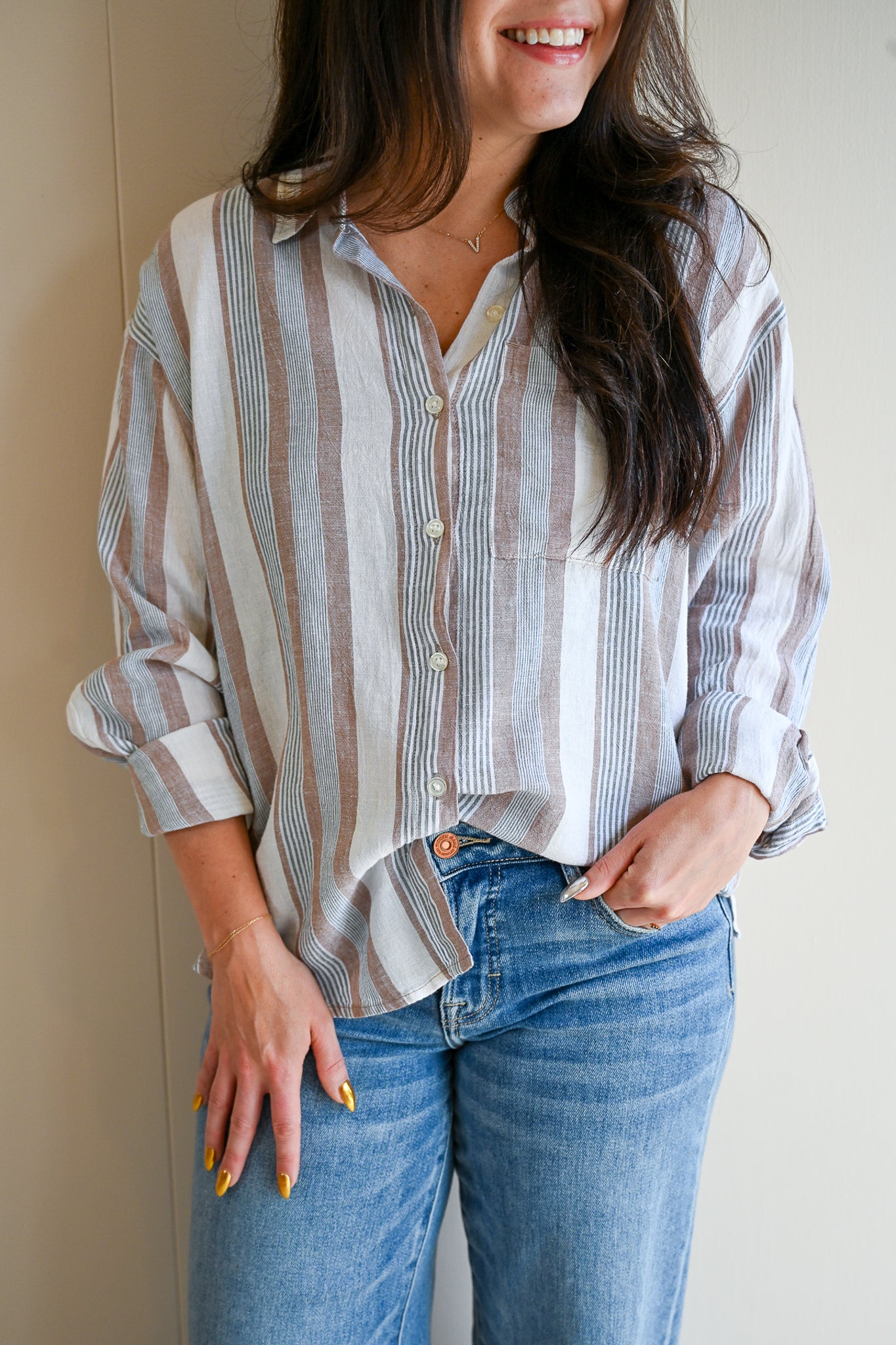 Grand Avenue Button Up Top - Land & Sea
