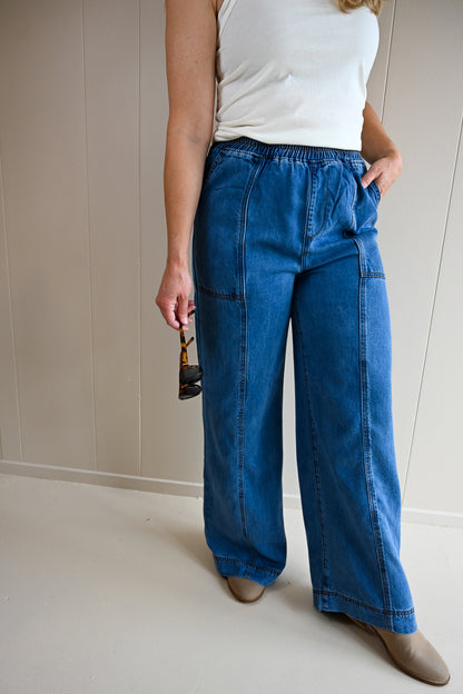 Ripple Stitch Denim Trouser