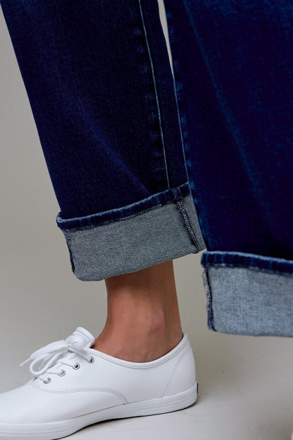 Seaview Avenue High Rise Dark Straight Leg Cuff Jeans