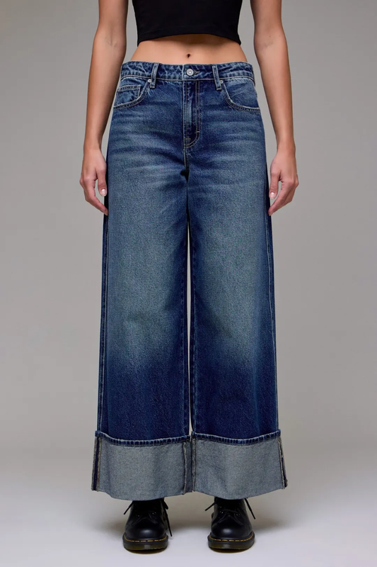 Union Mid Wash Straight Cuffed Jeans
