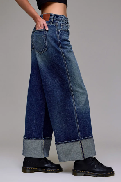 Union Mid Wash Straight Cuffed Jeans