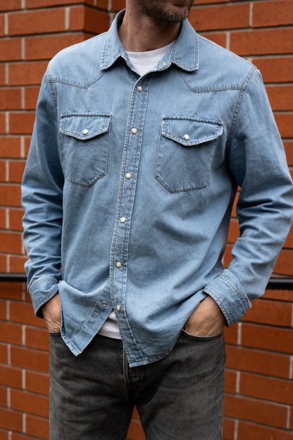 Cypress Denim Shirt Medium Wash Men by VNTNA
