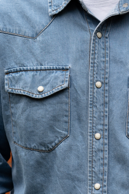 Cypress Denim Shirt Medium Wash Men by VNTNA