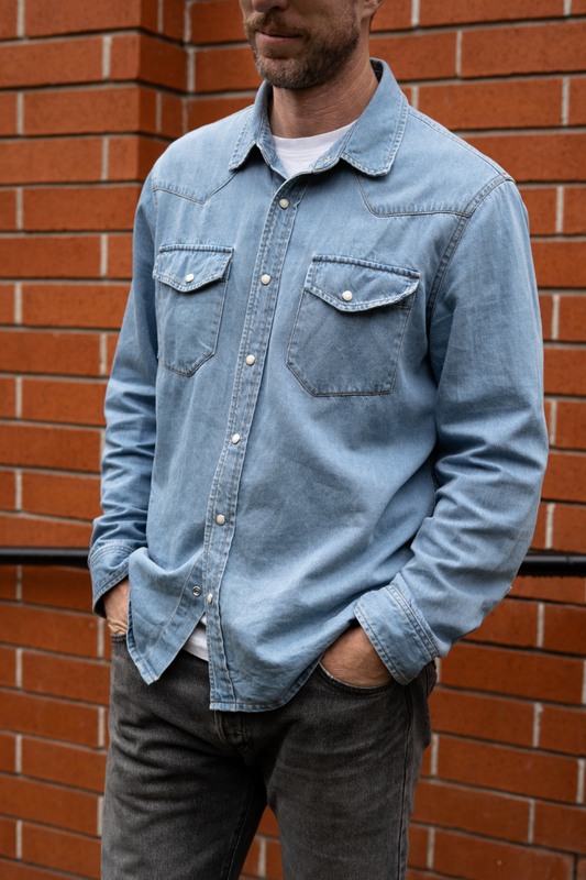 Cypress Denim Shirt Medium Wash Men by VNTNA