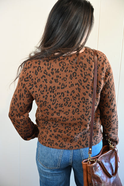 Marine Street Cozy Cardigan - Amber Leopard