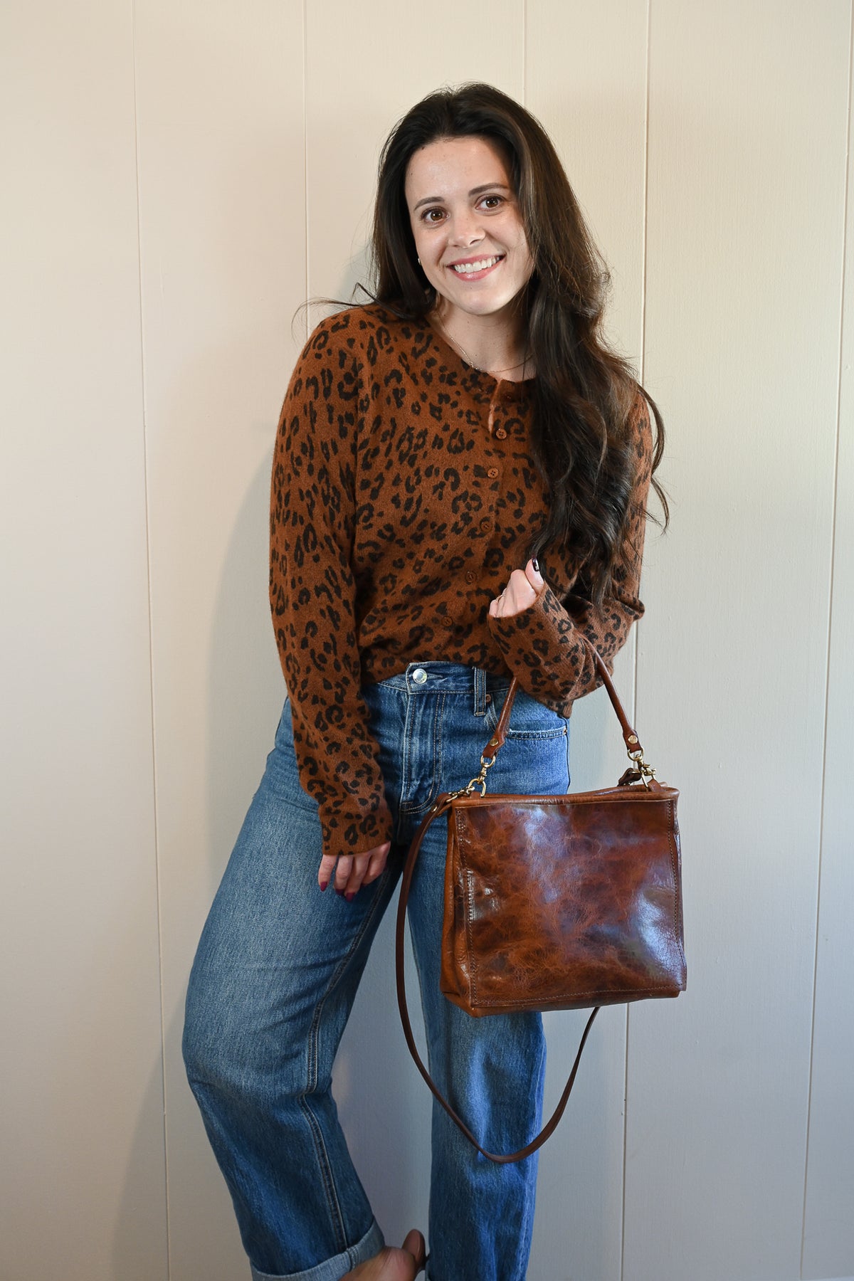 Marine Street Cozy Cardigan - Amber Leopard