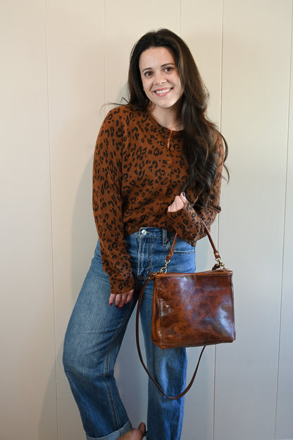 Marine Street Cozy Cardigan - Amber Leopard