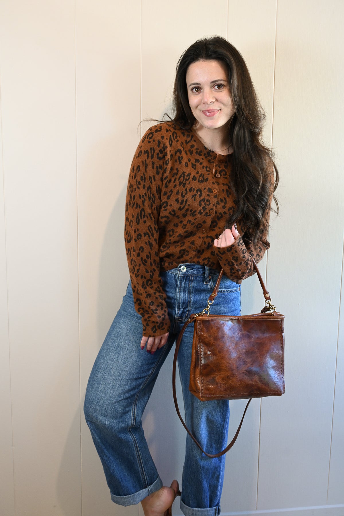 Marine Street Cozy Cardigan - Amber Leopard