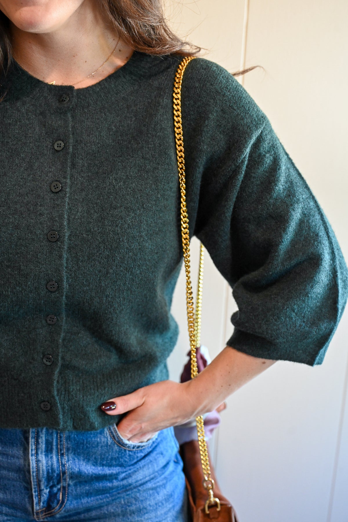 Forest Hill 3/4 Sleeve Cardigan - Cypress