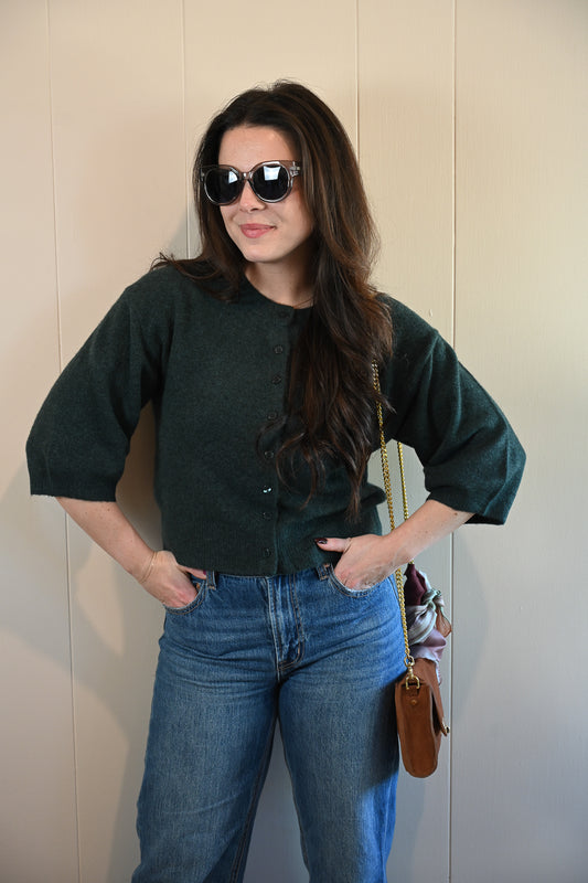 Forest Hill 3/4 Sleeve Cardigan - Cypress