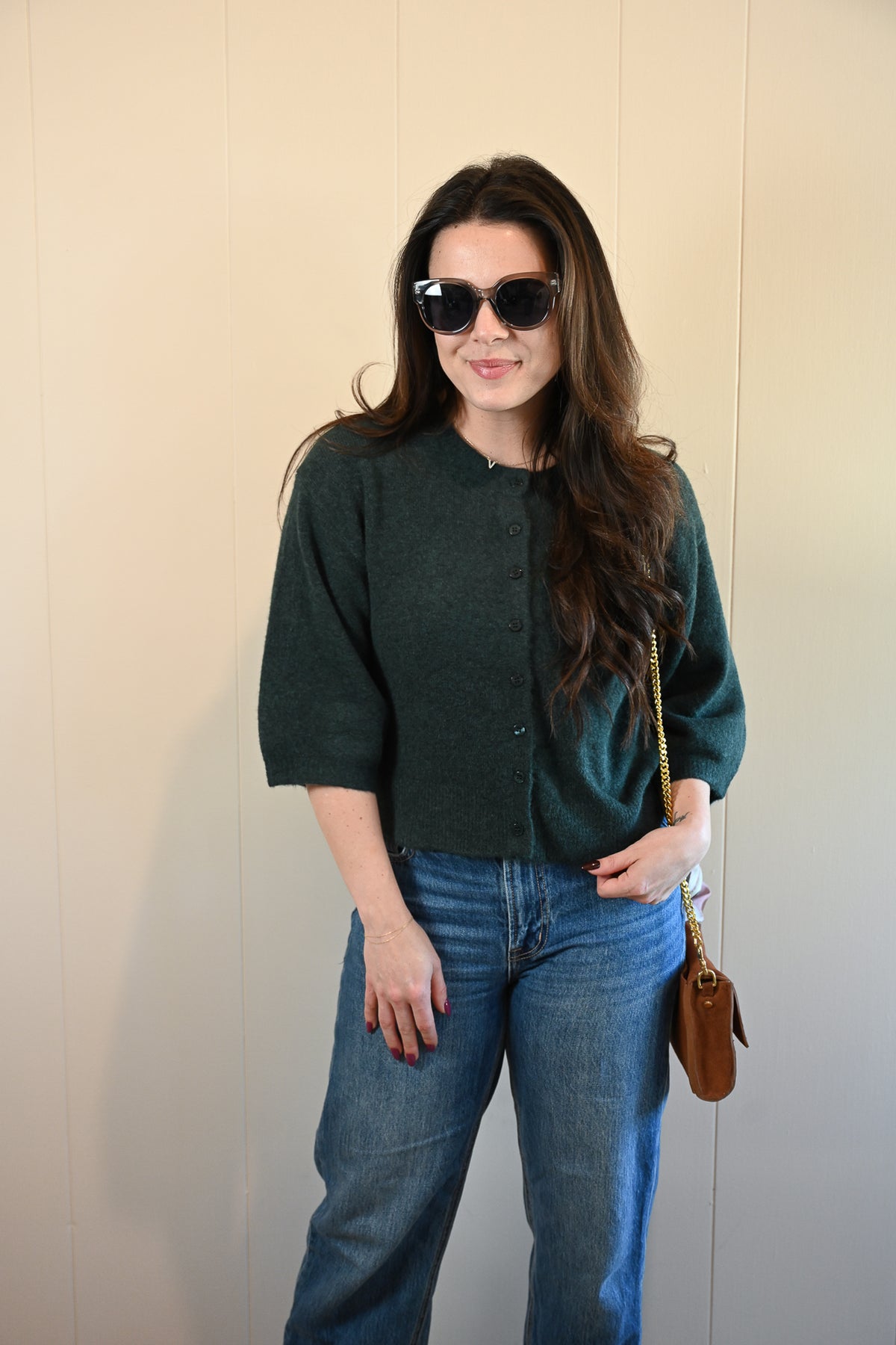 Forest Hill 3/4 Sleeve Cardigan - Cypress
