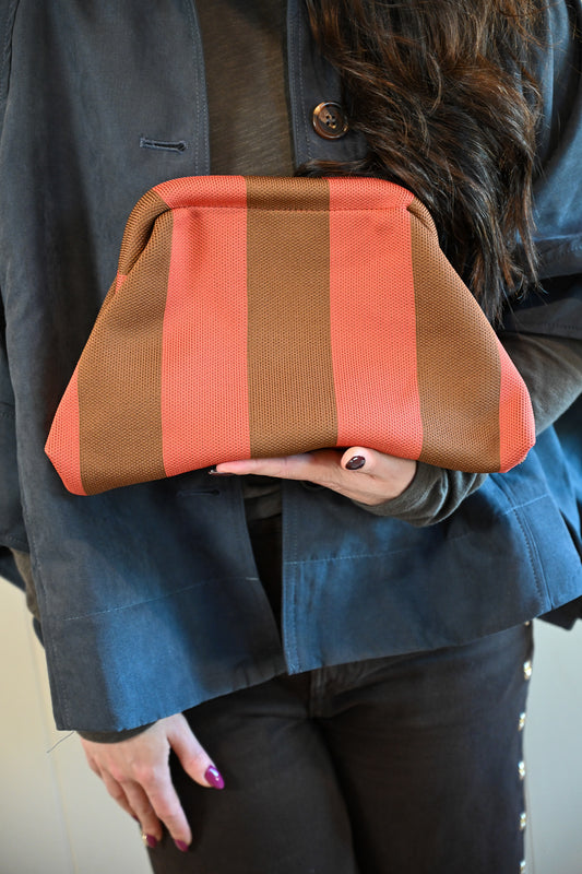 Beach Street Clutch - Auburn + Brown Stripe