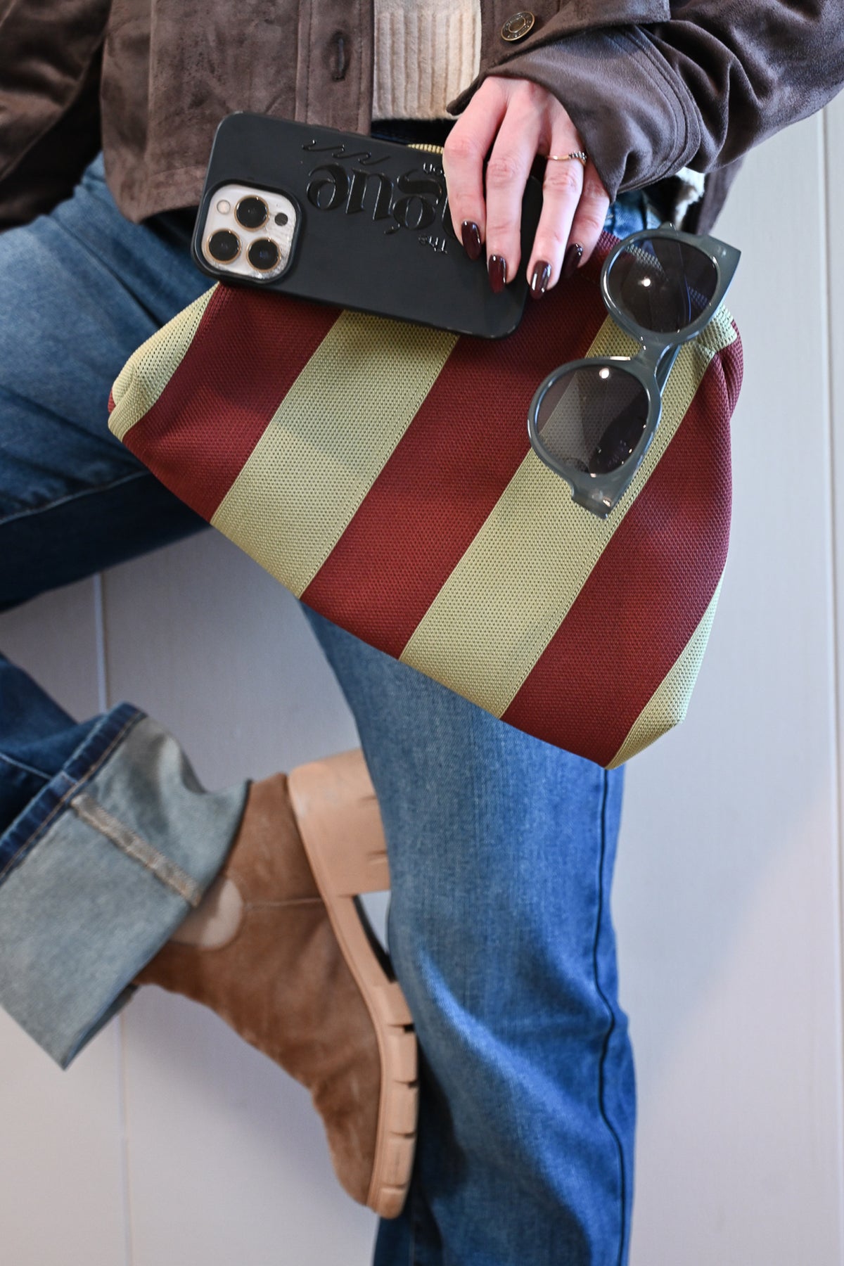 Beach Street Clutch - Olive + Wine