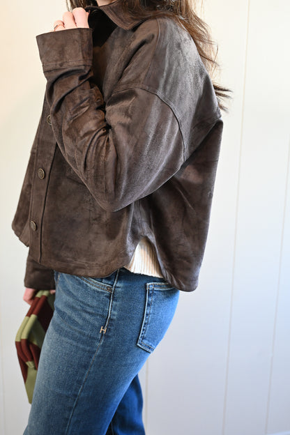Olmsted Avenue Cropped Suede Jacket - Chocolate