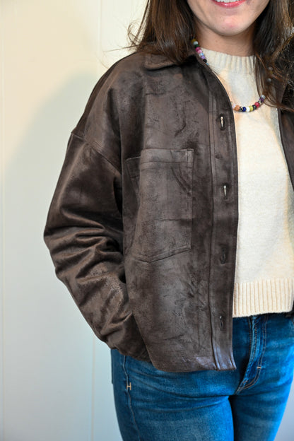 Olmsted Avenue Cropped Suede Jacket - Chocolate