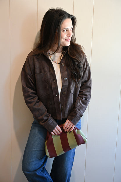 Olmsted Avenue Cropped Suede Jacket - Chocolate