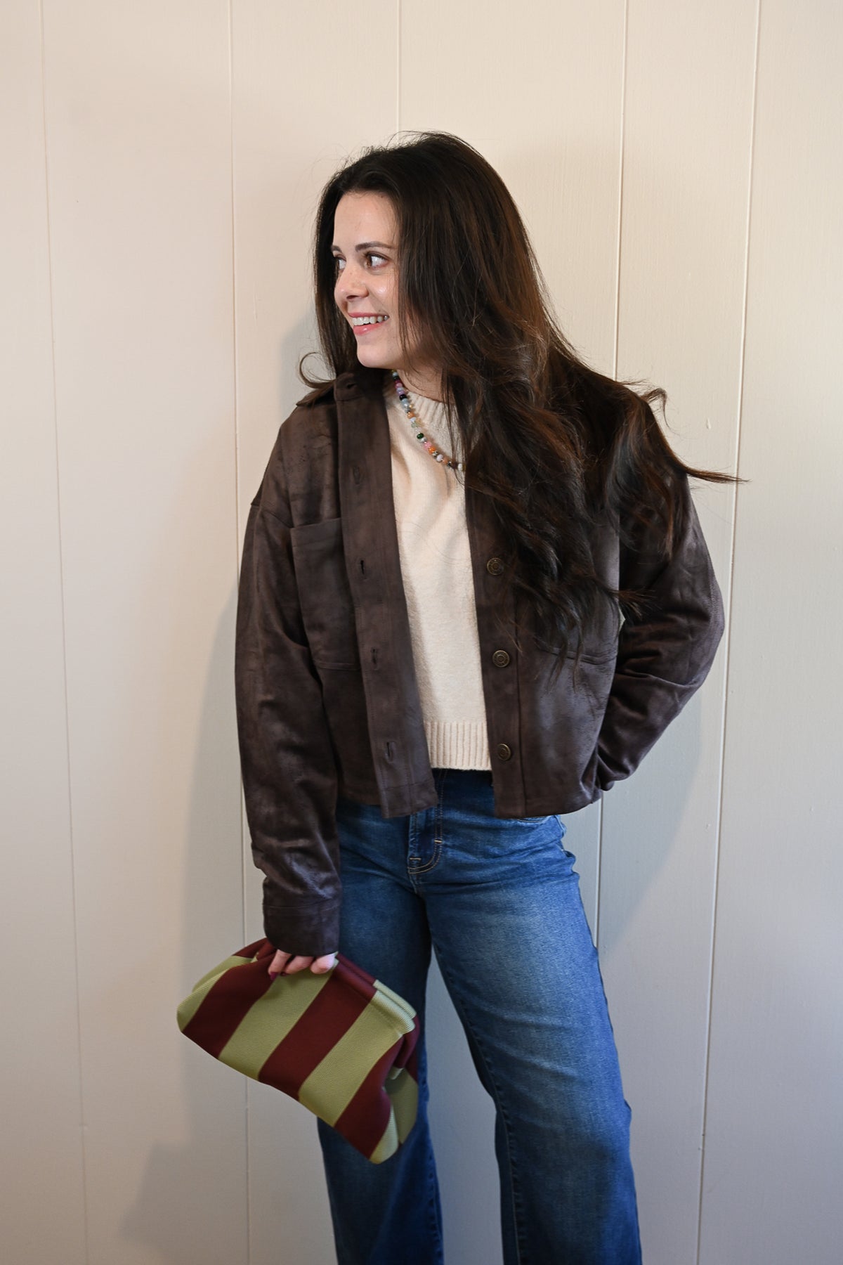 Olmsted Avenue Cropped Suede Jacket - Chocolate