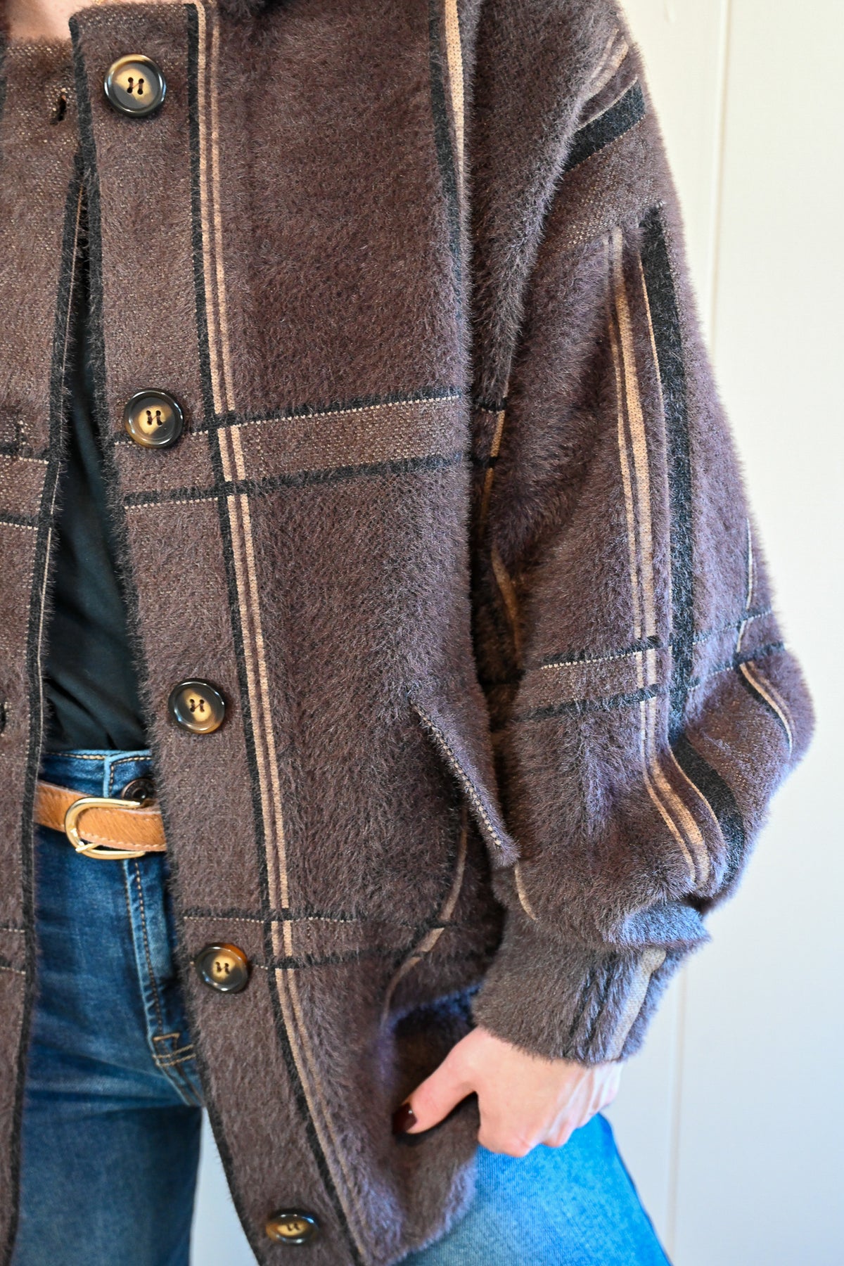 Day Circle Plaid Sweater Jacket