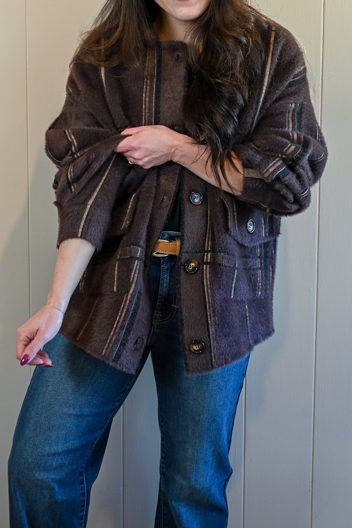 Day Circle Plaid Sweater Jacket