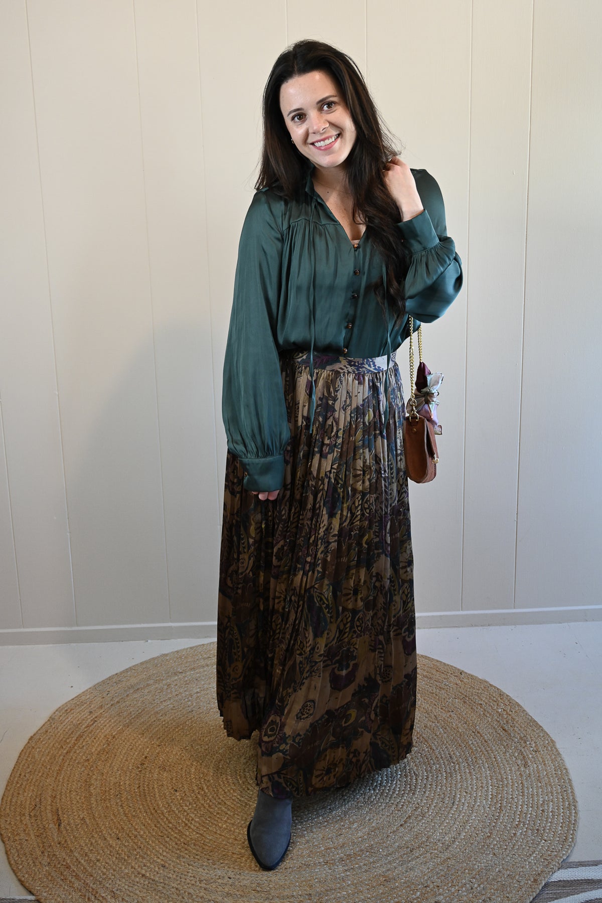 Ruth Court Pleated Midi Skirt