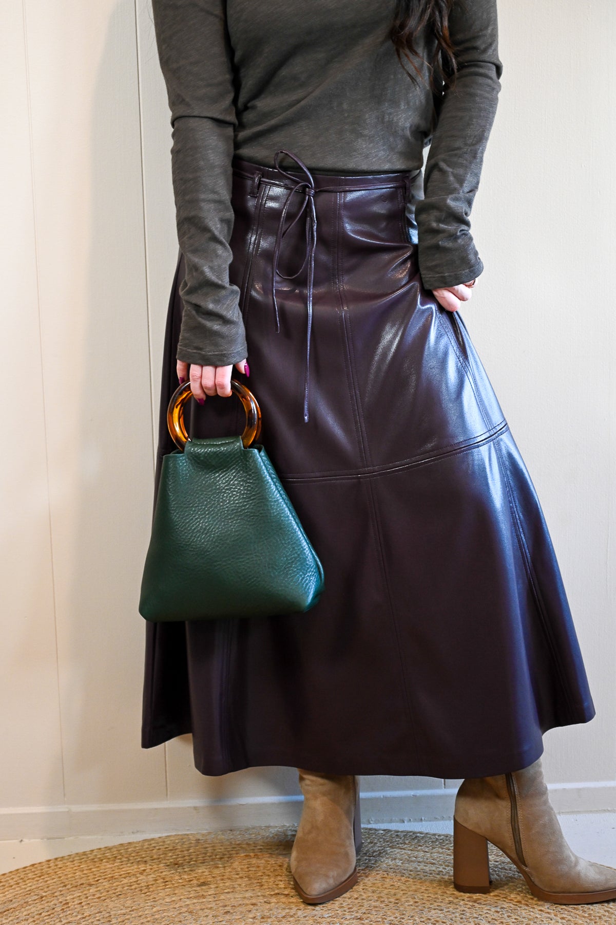 David Avenue Faux Leather Skirt