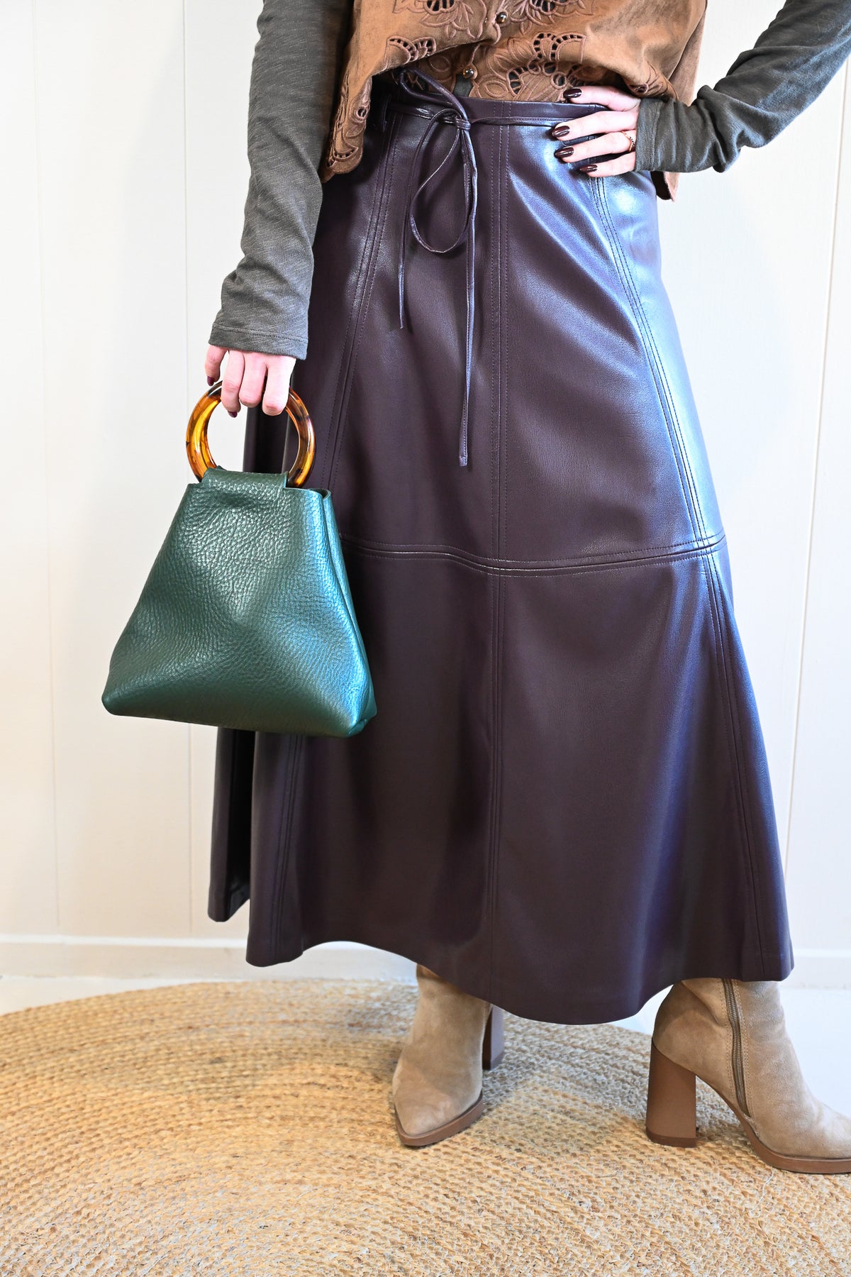 David Avenue Faux Leather Skirt