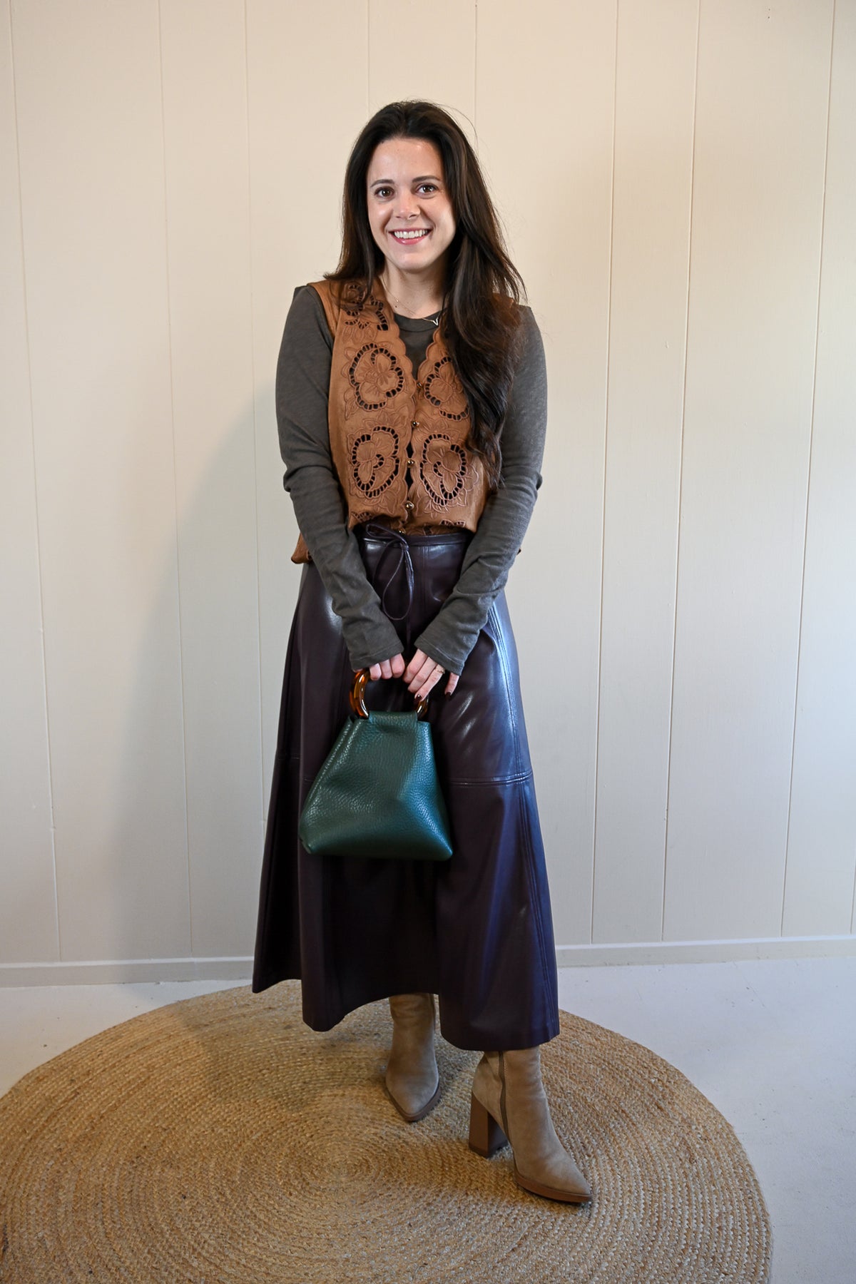 David Avenue Faux Leather Skirt