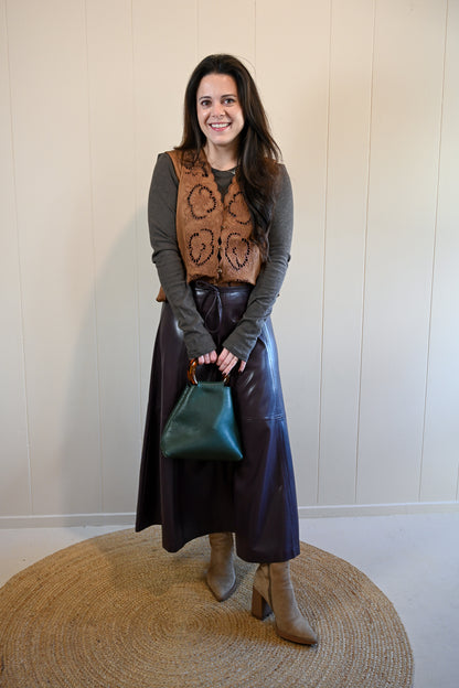 David Avenue Faux Leather Skirt