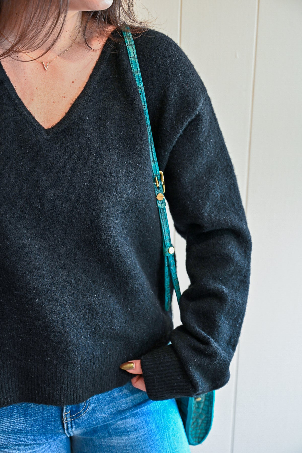 Naiad Street V Neck Sweater - Storm