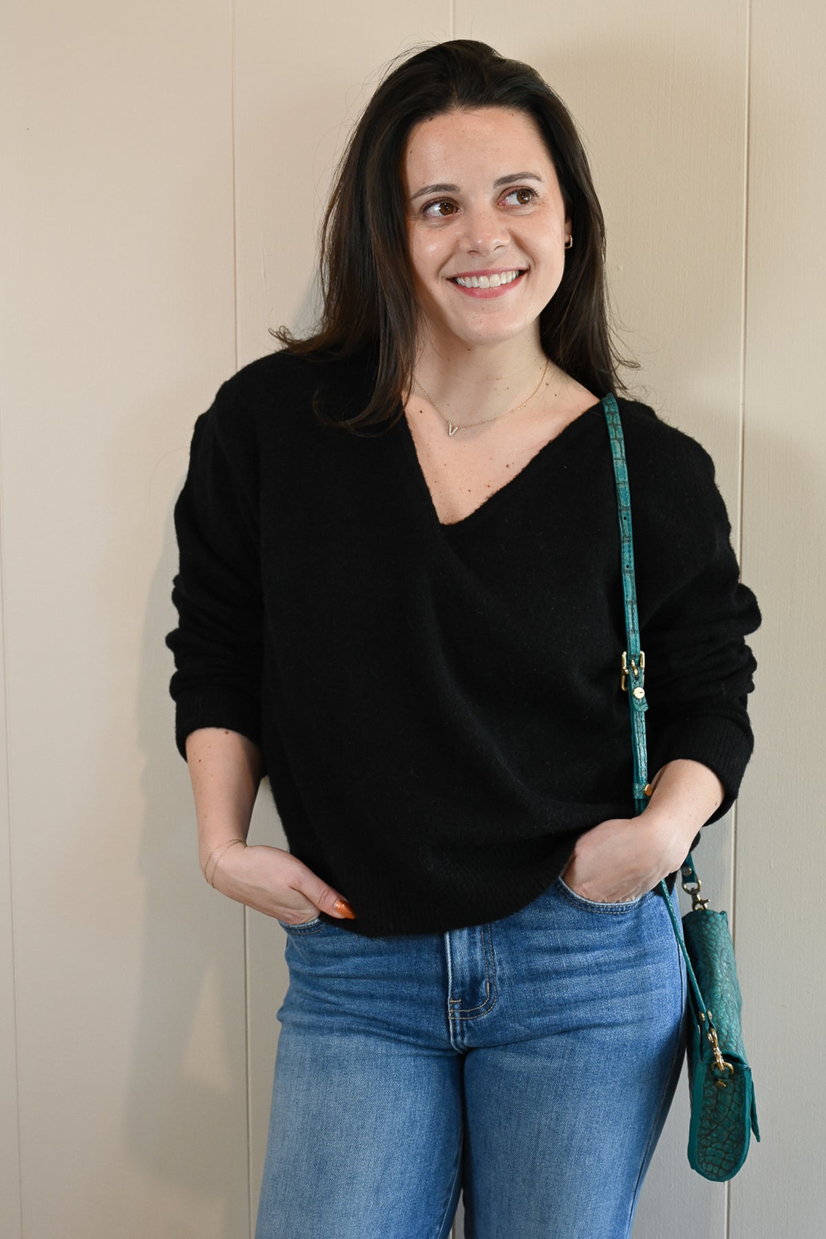 Naiad Street V Neck Sweater - Storm