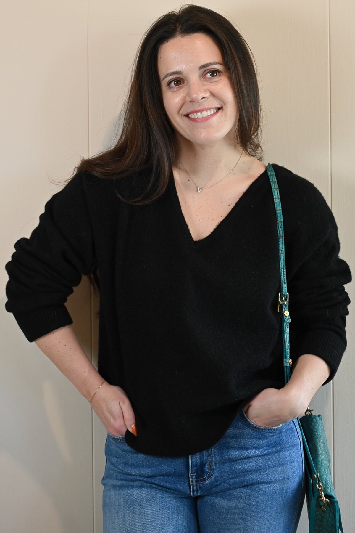 Naiad Street V Neck Sweater - Storm