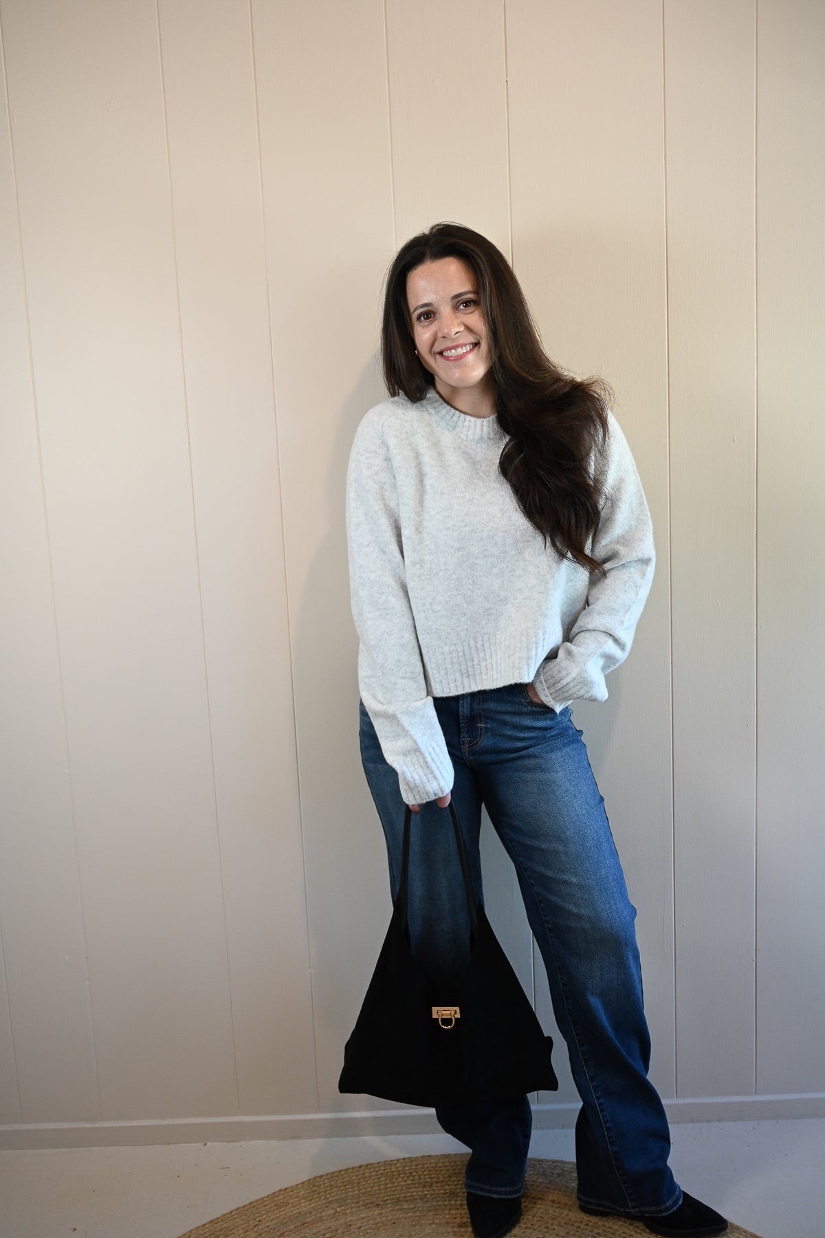 Sunset Drive Cropped Sweater - Fog