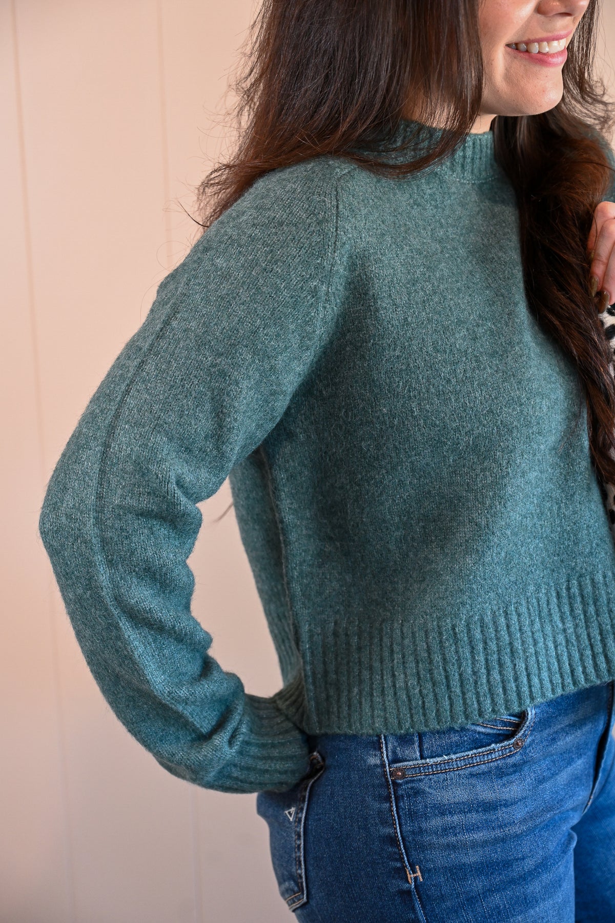 Sunset Drive Cropped Sweater - Coastal Eucalyptus