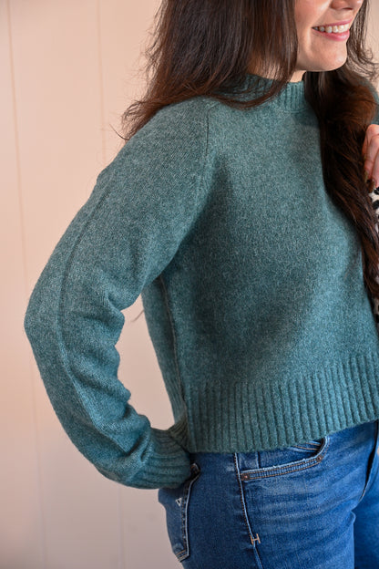 Sunset Drive Cropped Sweater - Coastal Eucalyptus