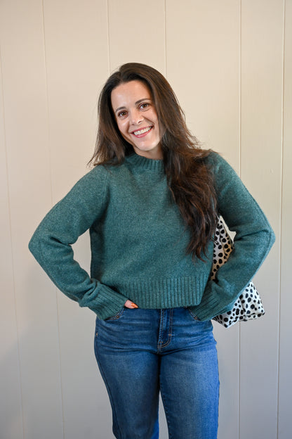 Sunset Drive Cropped Sweater - Coastal Eucalyptus